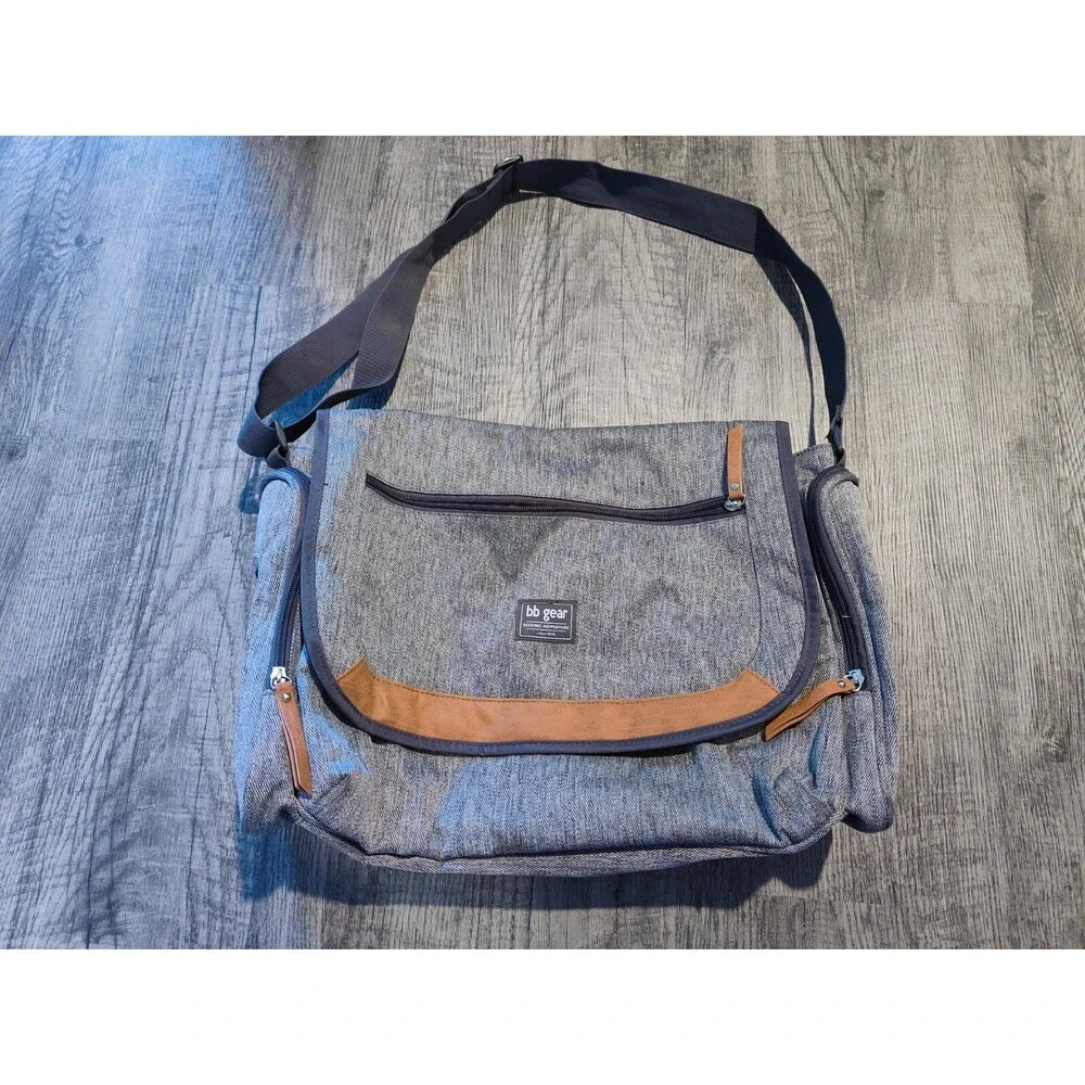 Diaper Bag BB GEAR New Grey Messenger Bag - Dad Bag For Baby.